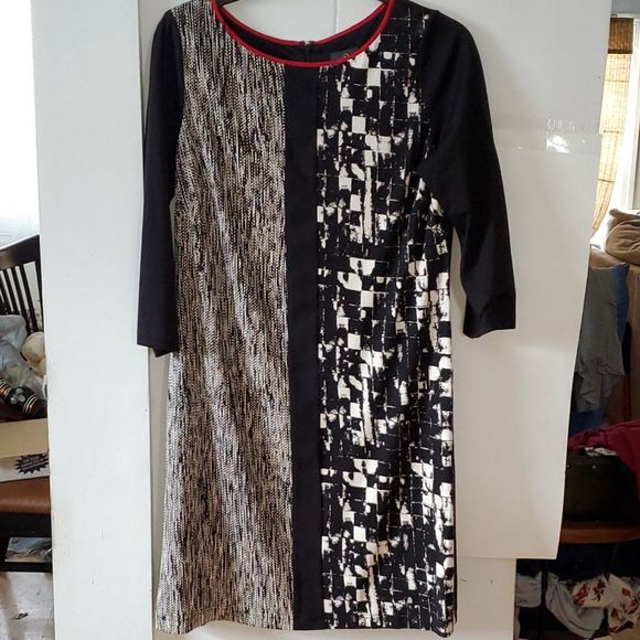 Adrianna Papell Women's Dress Color Block Long Sleeves Knee Length Size 14 - Picture 1 of 12